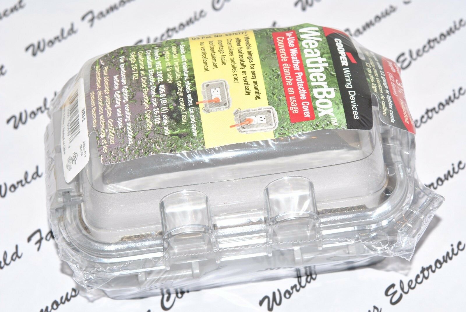1pcs- Cooper Wiring WIU-1 WeatherBOX  1-Gang Self-Closhing Cover - Gray