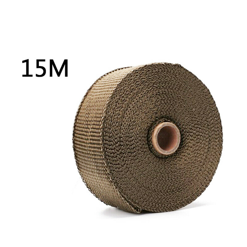 15M Exhaust 900â„ƒ Insulation Glass Fiber Tape Wrap Thermal Strip W/ Fixed ties