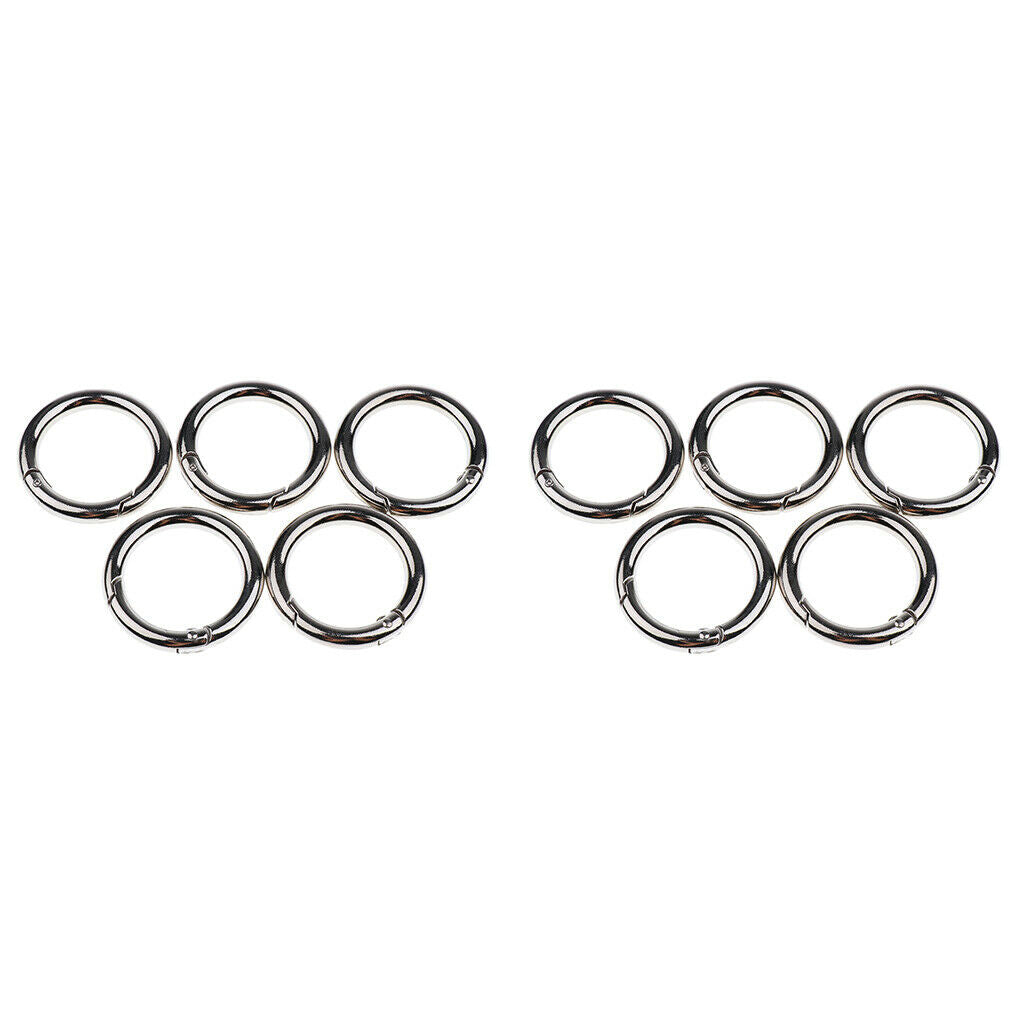 Zinc Alloy Round Carabiner Spring Snap Clips Hook Keychain Keyring Buckle, 10