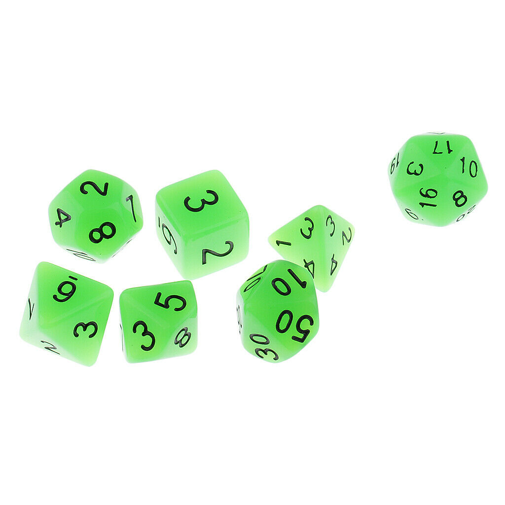 14 Pieces Multi-sided Dice Glow in the Dark for Party Bar Game Accessory