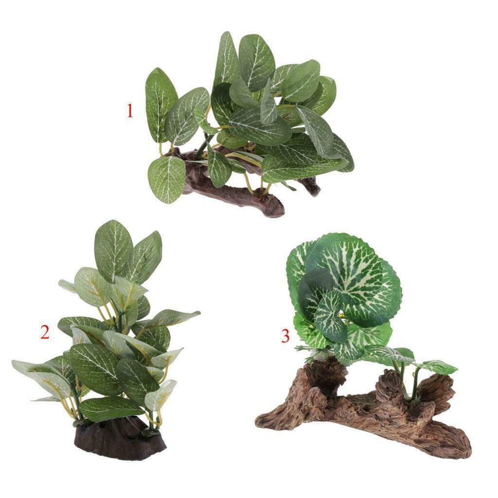 4pcs Reptile Plastic Plants Decorative Water Grass For Reptile Terrarium