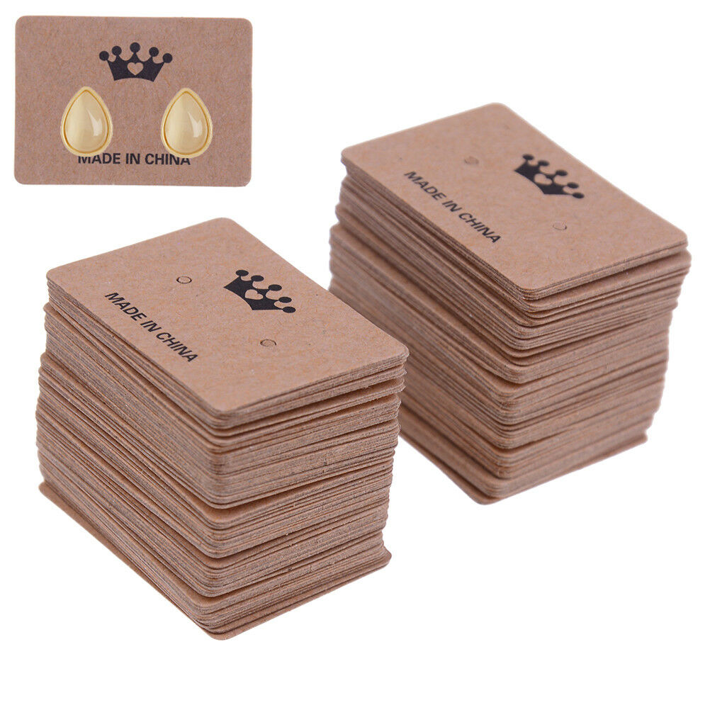 100x kraft paper earring hanging card jewelry display ear studs holder pac.l8