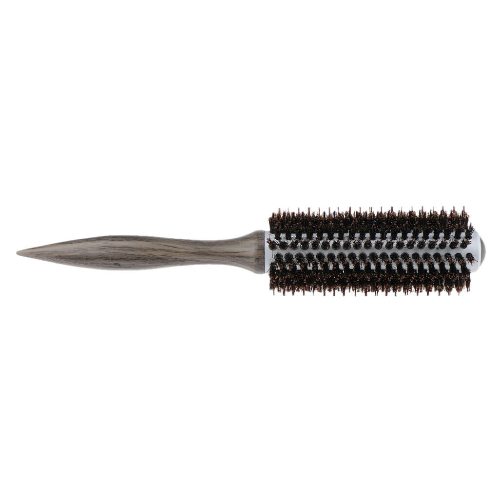 Wood Handle Round Hairdressing Comb Bristl Hairbrush Brown C - 14 Rows Hair
