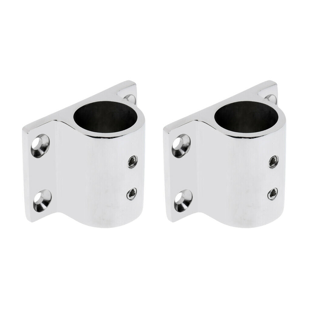 Marine Stainless Steel Boat Hand Rail Fitting 90° 1" Round Stanchion Base × 2