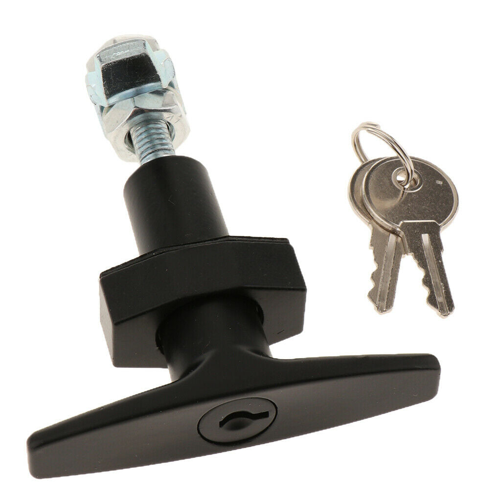 Black Safe Garage Door T Handle Lock With 2 Keys For Toolbox Cabinet Truck