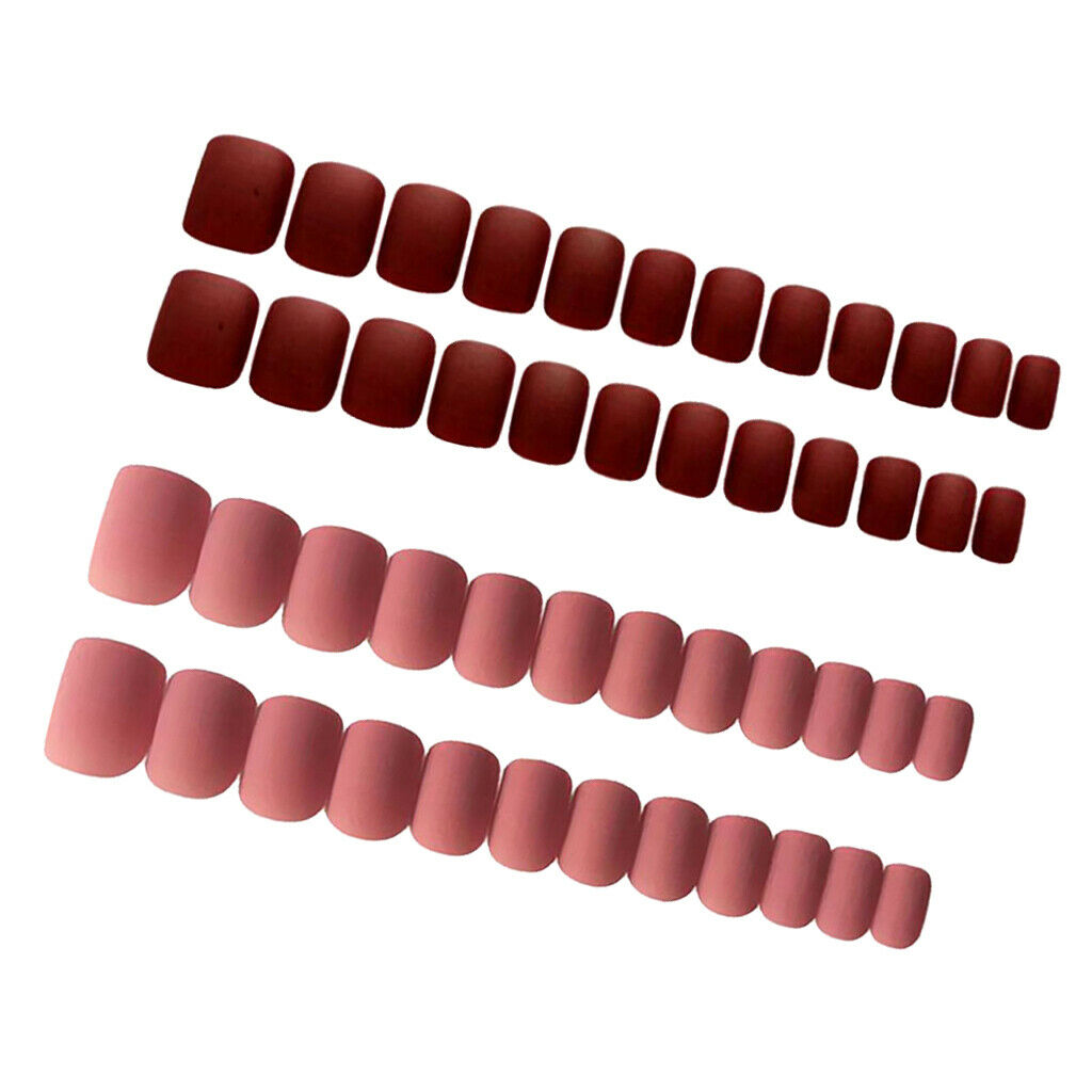 48Pcs Plastic Acrylic Nails DIY Press-On Tips for Summer Party Pink+Coffee