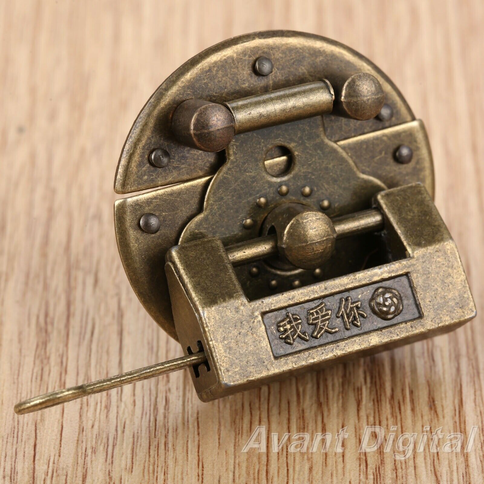 1Set Retro Bronze Lock Latch Buckle Clasp Chinese Old Style Jewelry Box Padlock