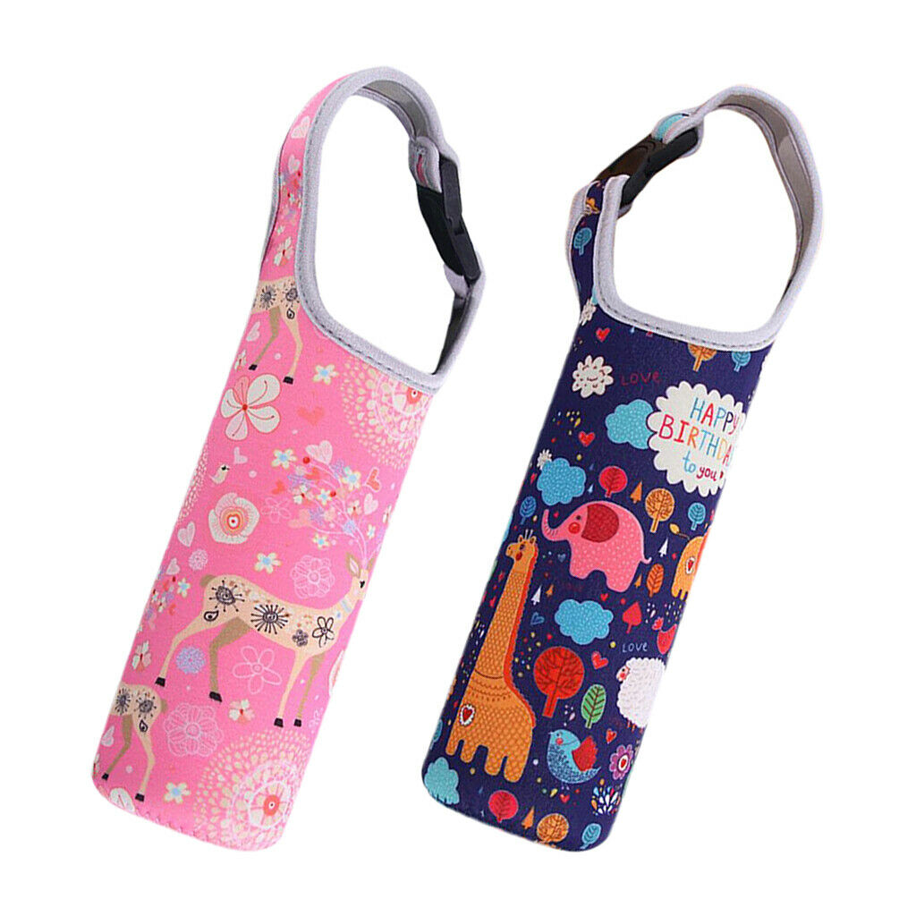Set of 2, Students Multicolor Vacuum Bottle Insulated Tumbler Cups Holder
