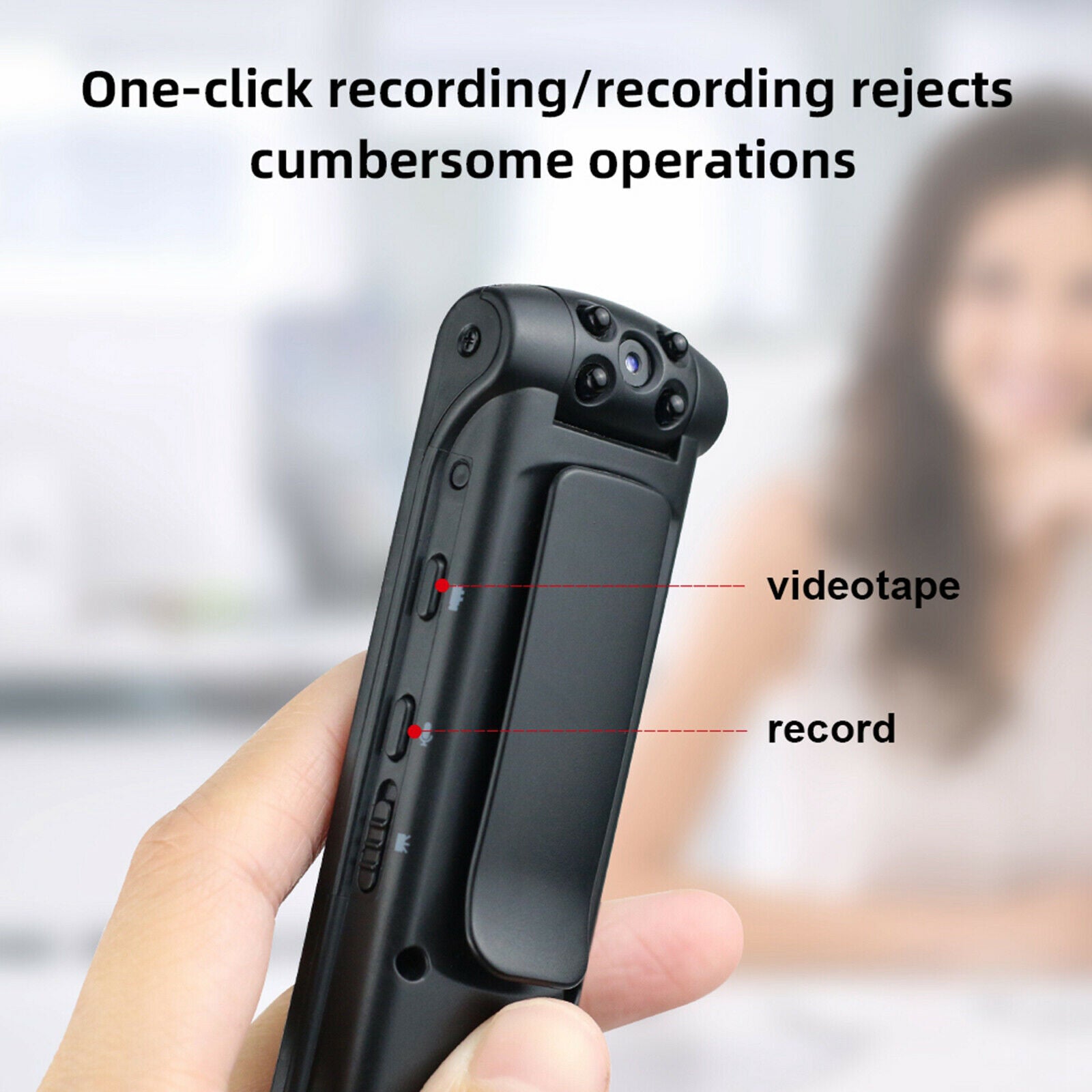 Black 1080P Mini Body Pen Camera Wifi Video Spy Hidden Cam DV w/back clip