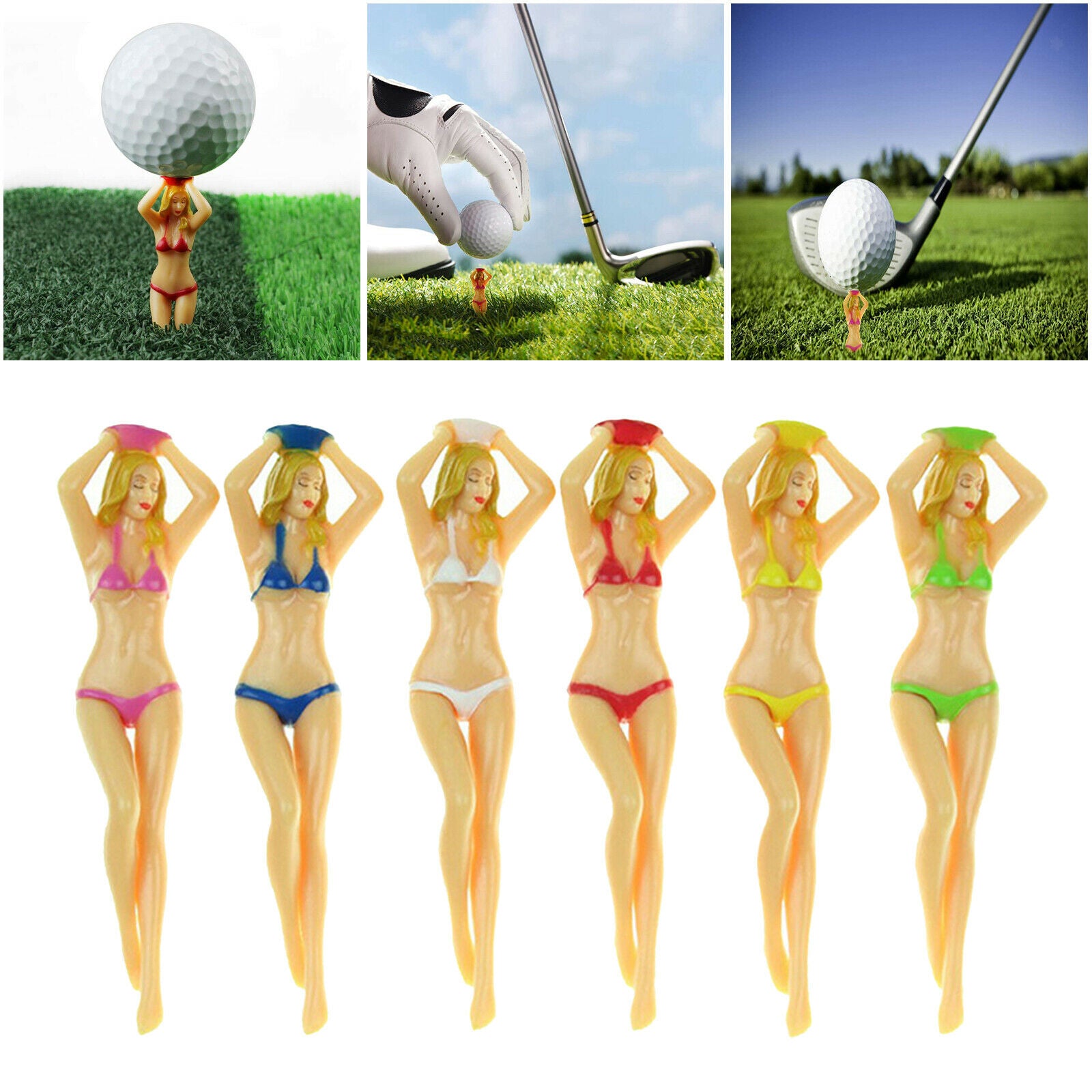 6x Plastic Bikini Hot Lady Womens Sexy Body Golf Tees Durable Training Tool