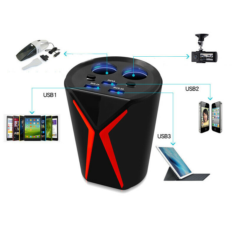 Car Socket Splitter 3.1A 3USB Charger Intelligent Dual-Core Chip For Phone DVR