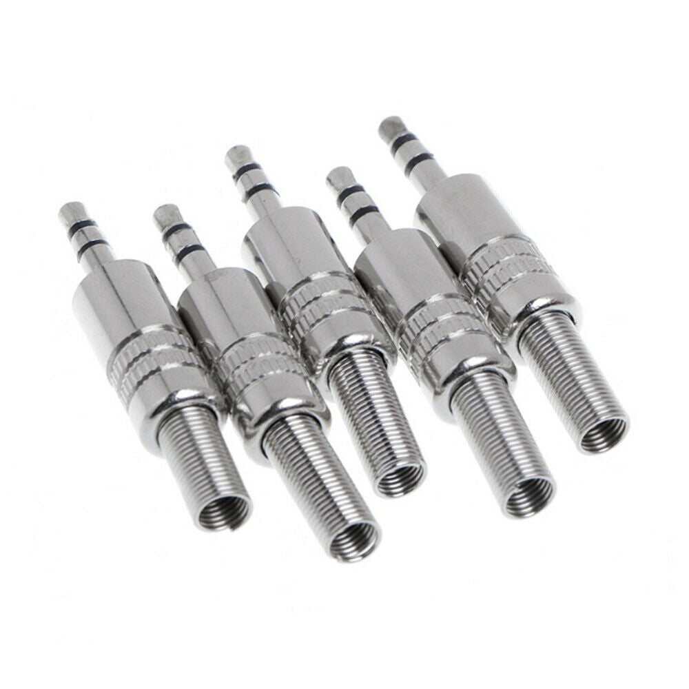5Pcs/lot Nickel plating 3.5mm 3 Poles Stereo Jack Plug Cable Solder Adapter