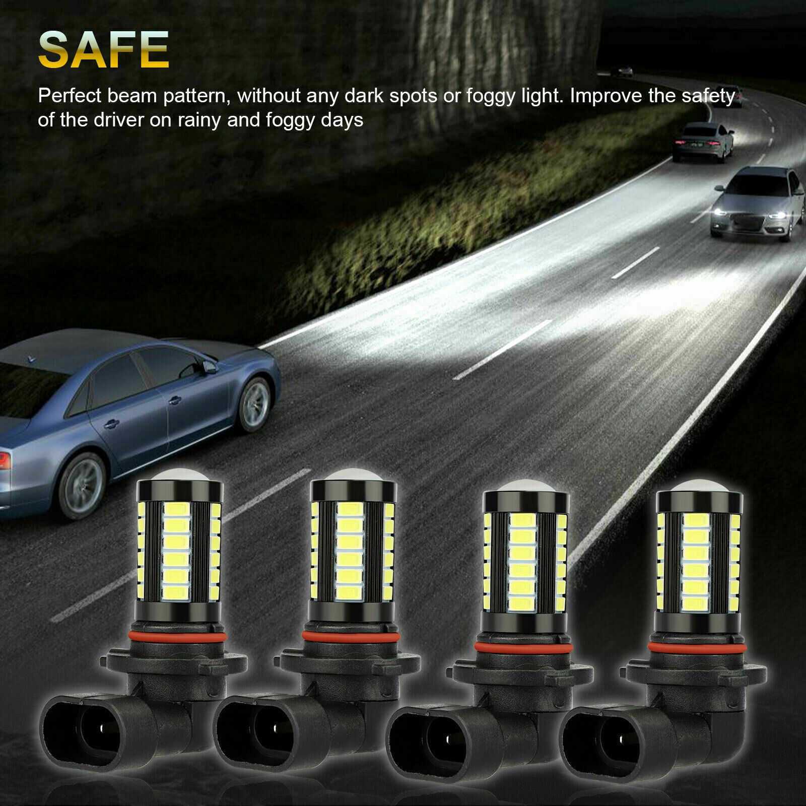 4x 9005 9006 LED Combo Headlight Bulb High Low Beam Kit 6000K Super Bright White