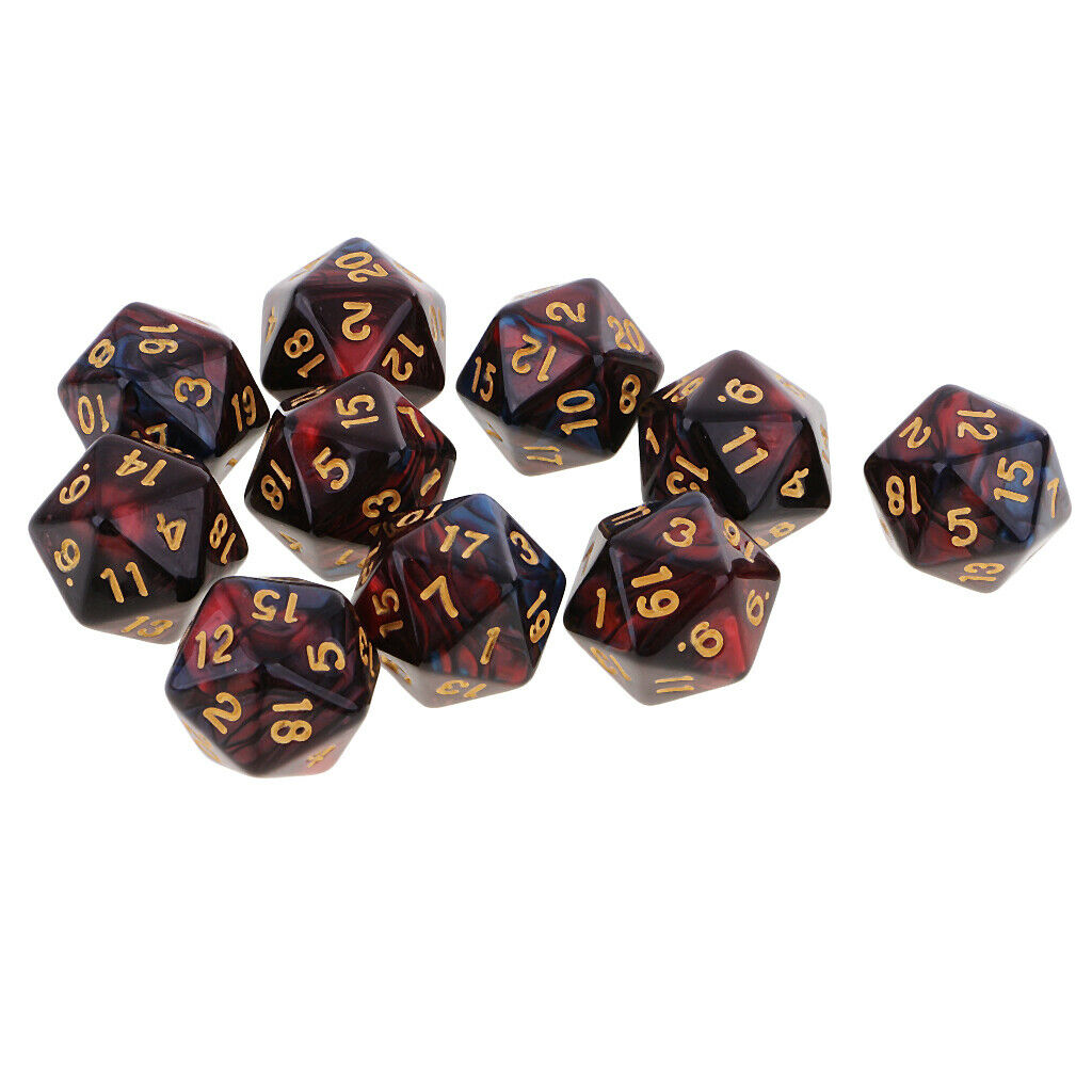 Set of 10 D20 Multi Side Dices for Board Game Toys DND Game Math Teaching