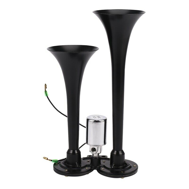 12V/24V 178DB Universal Super Loud Black Dual Trumpet Air Horn for Cars TrucksZ2