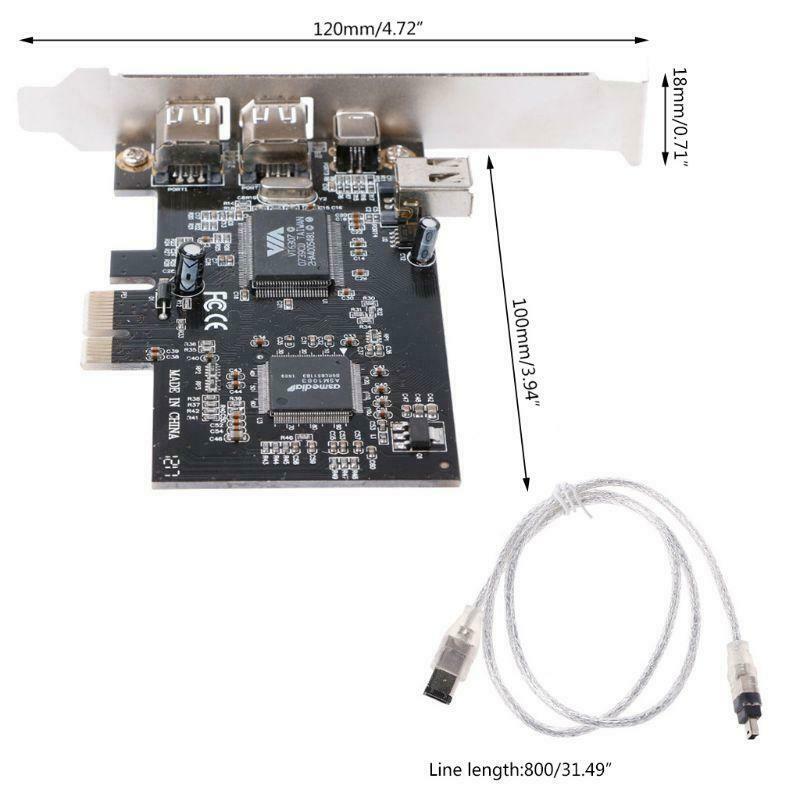 PCI-e 1X IEEE 1394A 4 Port(3+1) Firewire Card Adapter 6-4 Pin Cable For Desktop