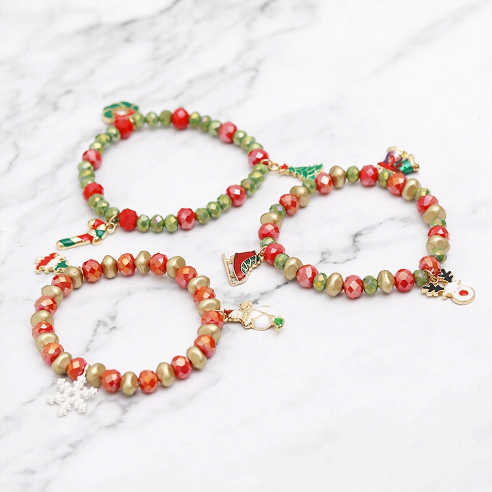 Christmas Beads Bracelet with Pendant Pearly Mixed Colors  Wind chime
