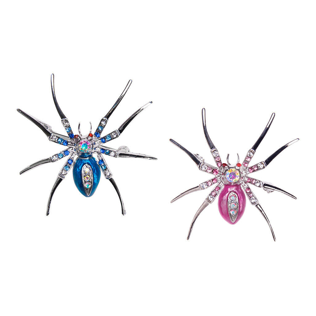 Shiny Dazzling Spider Clip Pin Brooch Colorful Rhinestones Bag Hat Art Decor