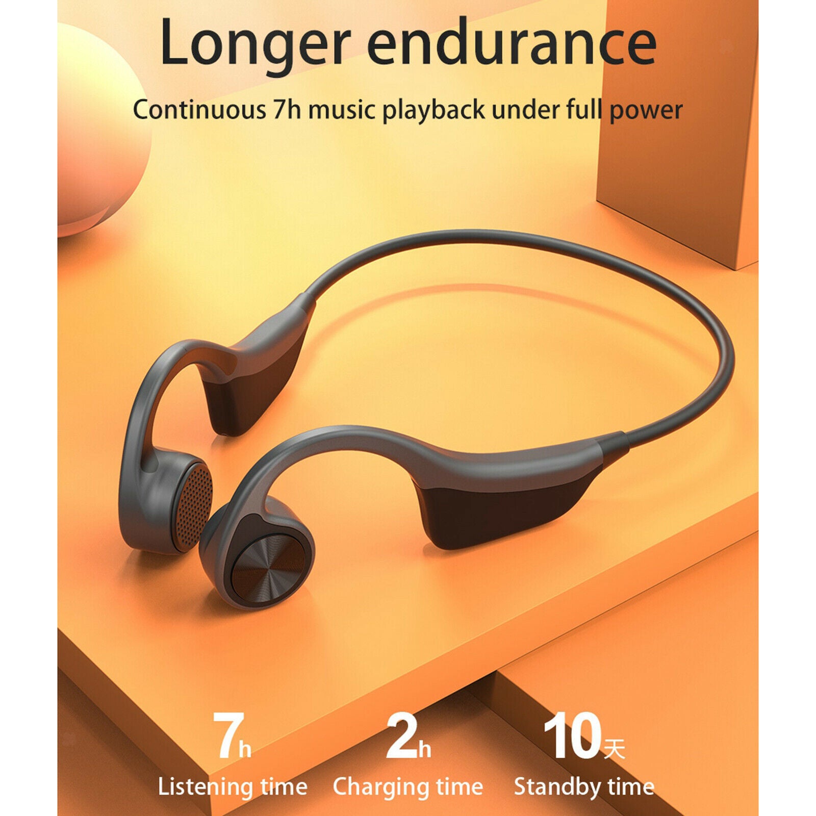 Wireless Headphones Bone Conduction Bluetooth Headset Open-Ear w/ Mic