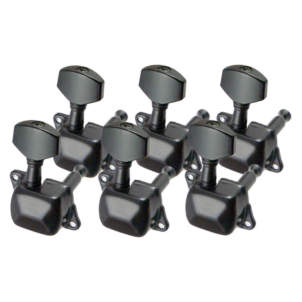 6PCS Semiclosed Guitar Tuning Pegs 6R for Acoustic Guitar Accessory Black