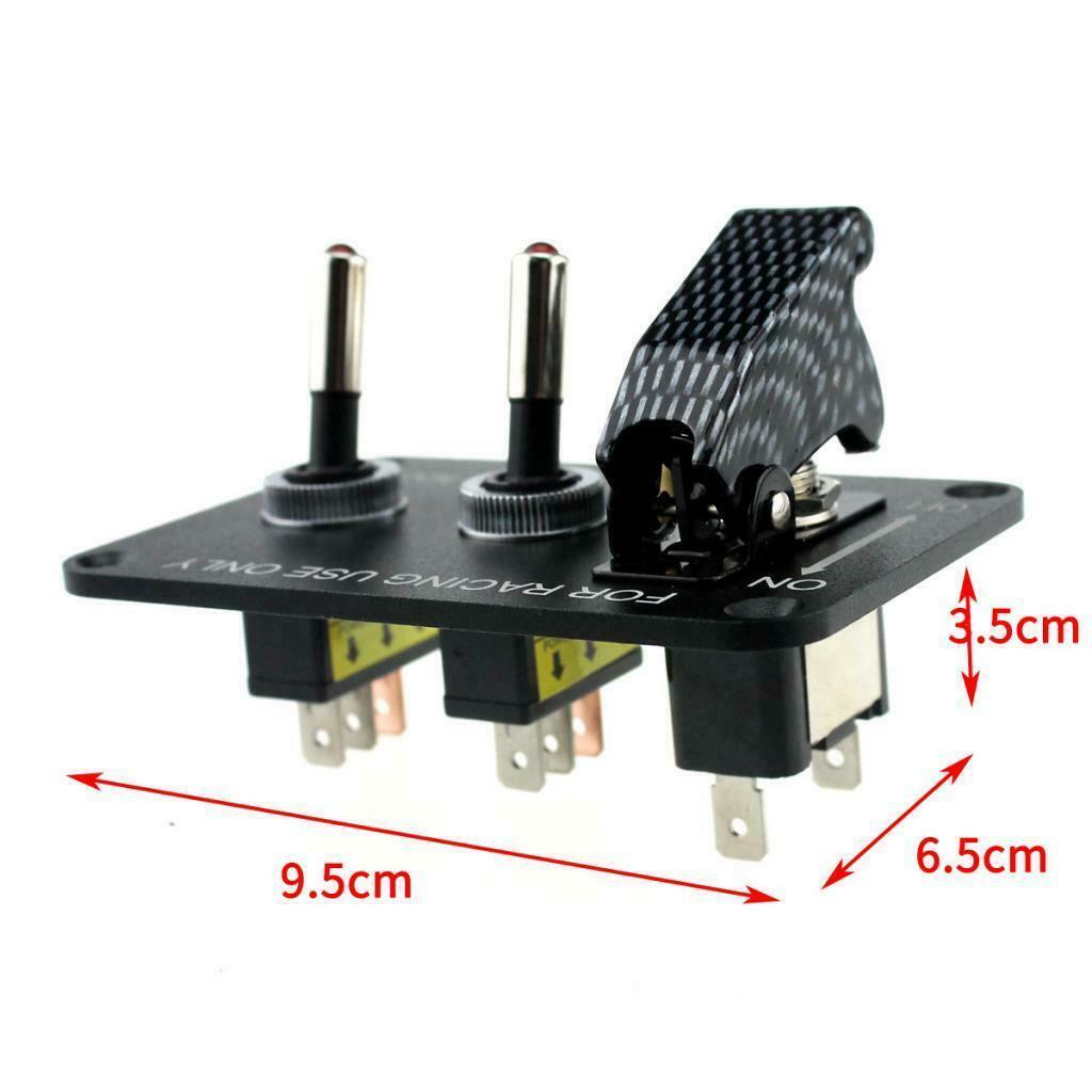 Car Marine Boat 12V 20A 3 Gang SPST Toggle Switches Control Aluminum Panel