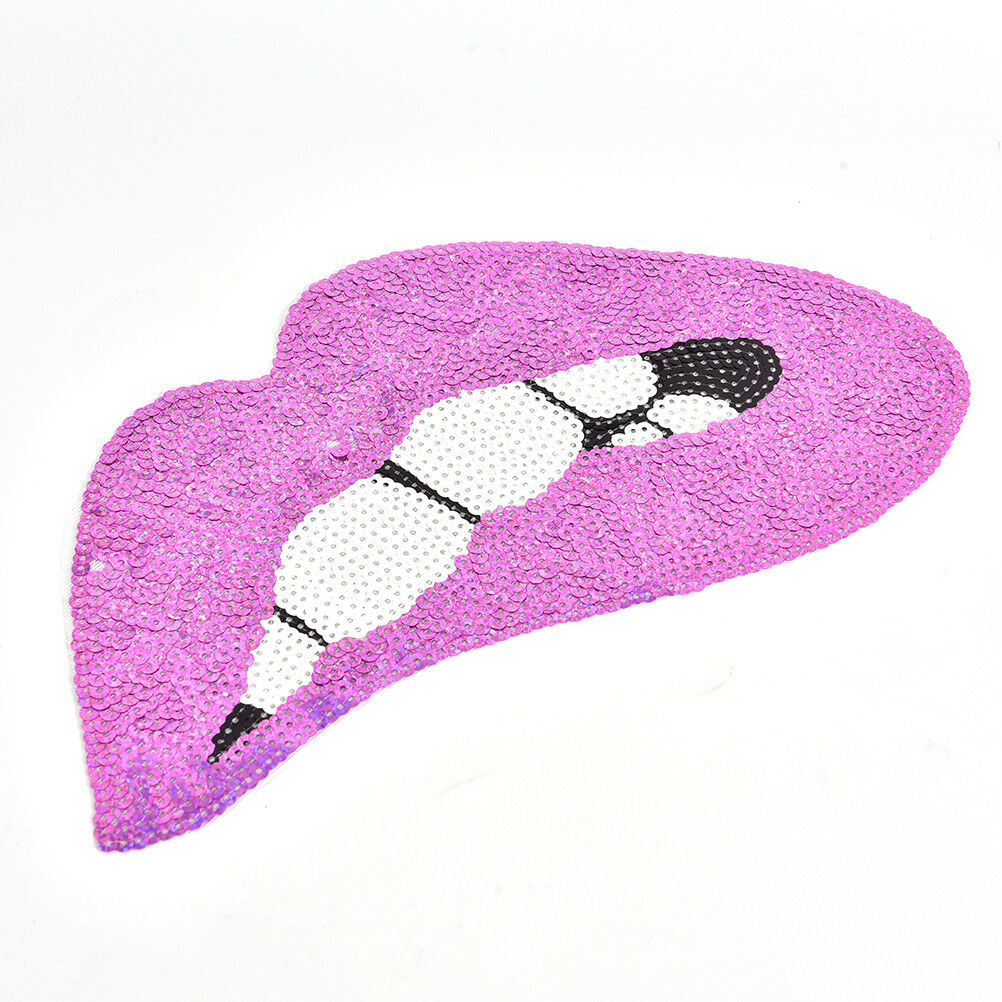 Purple sexy lips iron on sequins sew on patches DIY applique for clothes c.l8