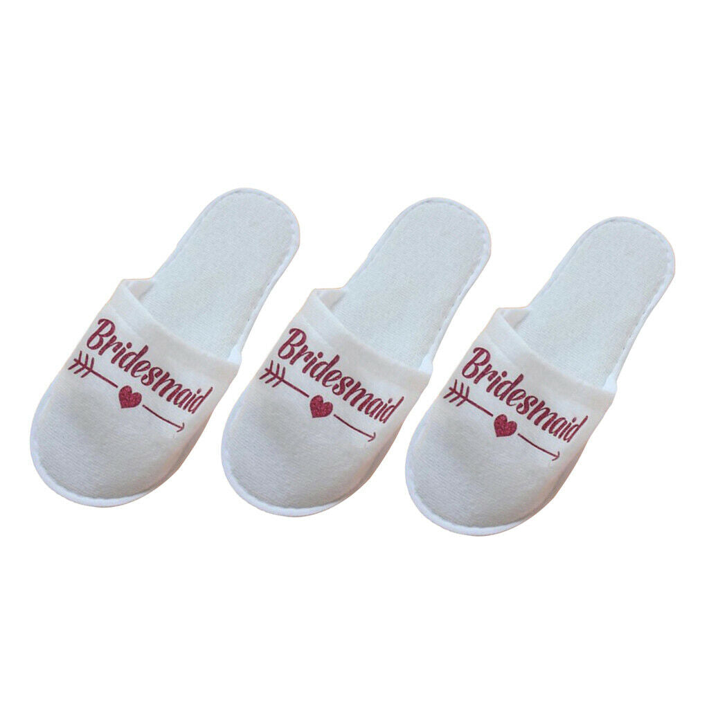 3 Pairs Lightweight Bridal Shower Bridesmaid Disposable Guest Slippers