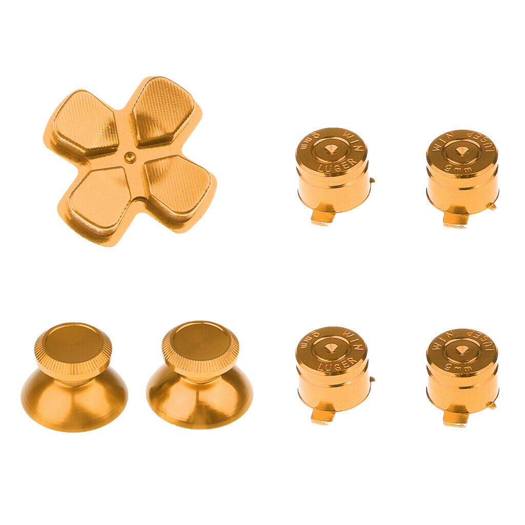 Metal Bullet Buttons Thumbsticks Thumb Grip and Chrome D-pad ABXY Buttons