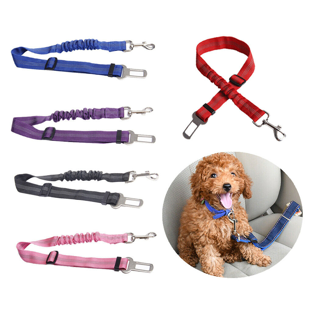2 Pcs Adjustable Pet Cat Dog Car Seat Belt Nylon Leash For Pet Dog Red