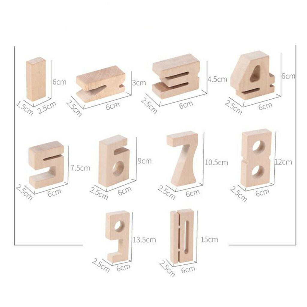 Wooden Educational Building Blocks 1-10 Math Number Block Stacking Toys