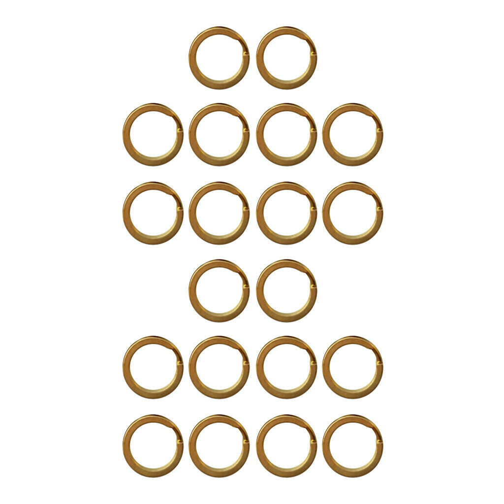 20 Pieces Brass Flat Round Split Key Chain Rings Key Holder Craft 20mm+15mm