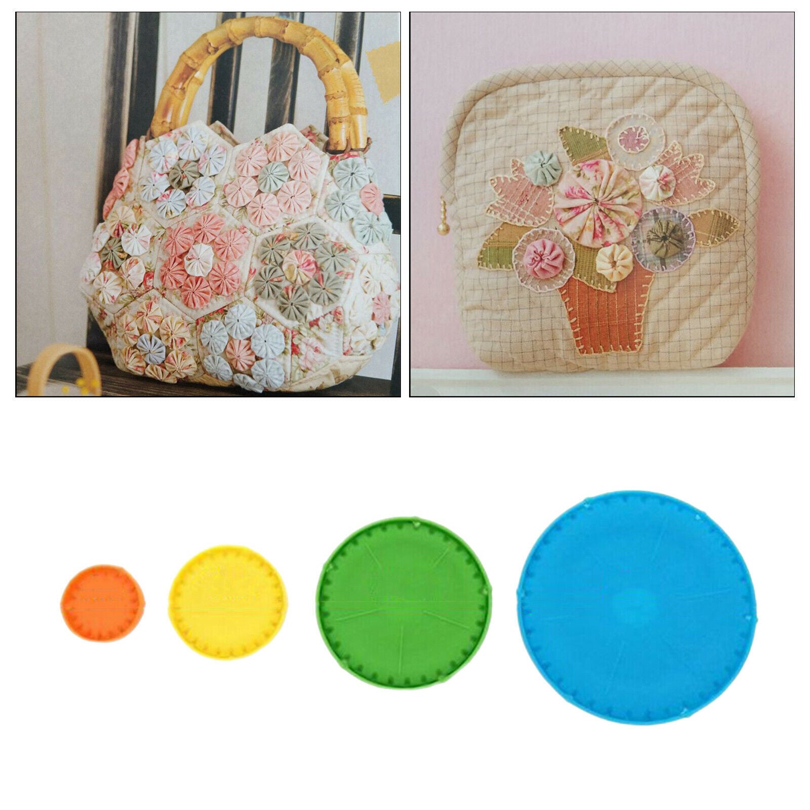 Set of 4 Yo-Yo Makers Fabric Flower Making Templates Tools 4cm 6cm 9cm 12cm