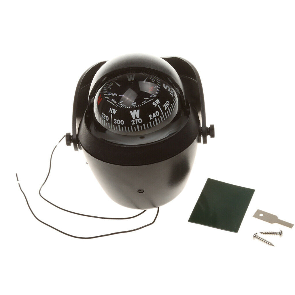 New Car Boat Truck Navigation Compass Universe Ball Black 12V LED