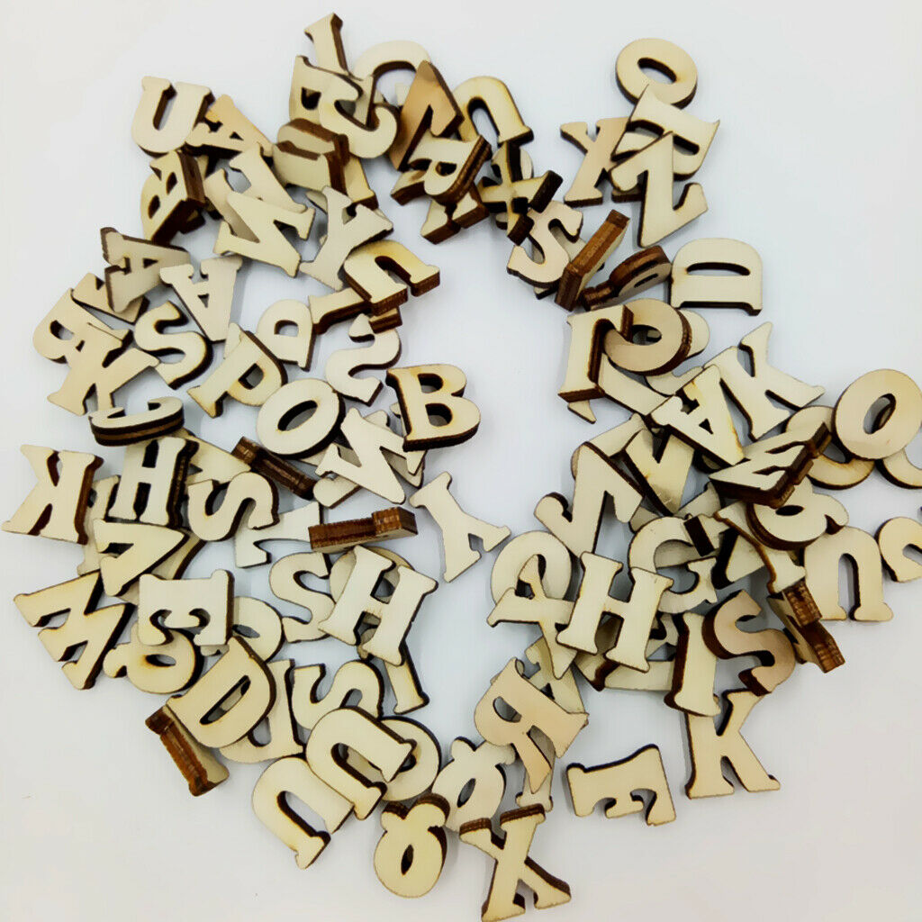 100Pieces Min Wooden Letters Kids Education Alphabet DIY Wood Crafts Child Toys