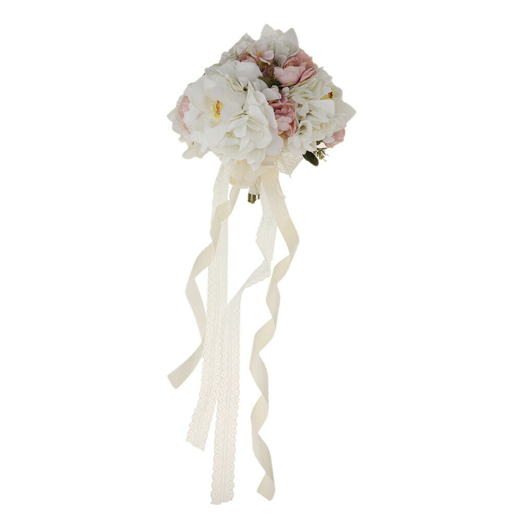 Bridal Flowers Bouquet Artificial Flower Lace And Pearls Decor for Valentine's