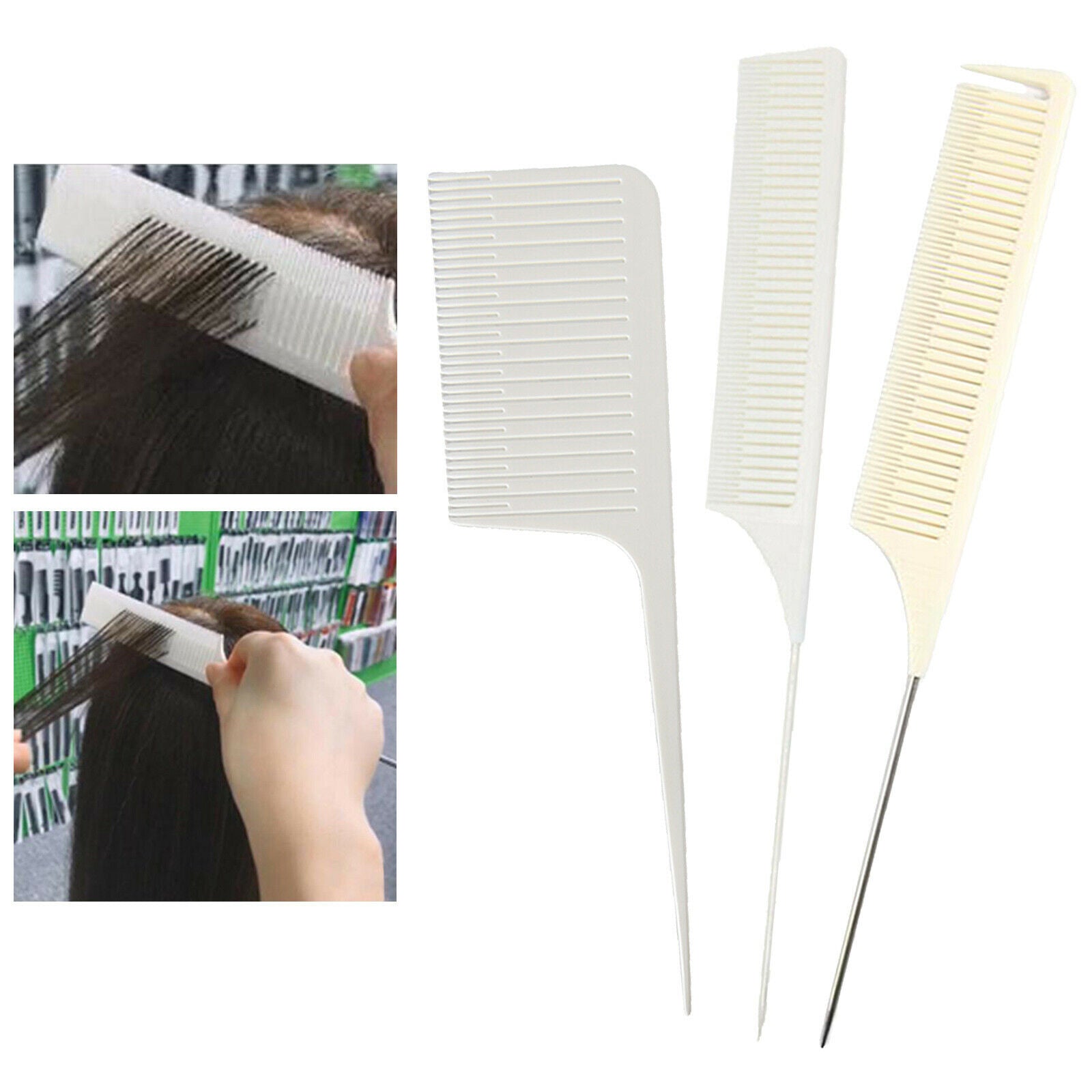 3PCS ABS Weave Sectioning Highlight Foiling Hair Comb Barbers Pin Combs