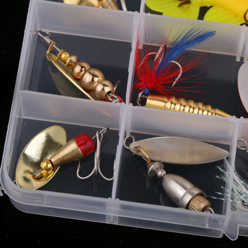 9pcs Fishing Lure Spinnerbait Spoon Lures Spinners Hard Crankbait Bass Trout