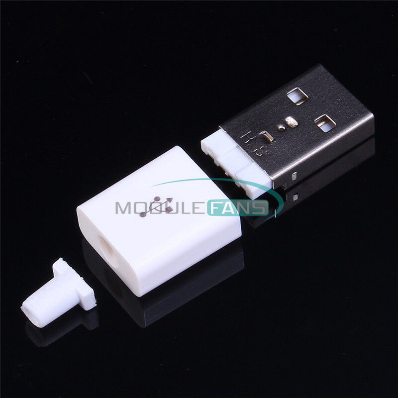 10PCS White Male USB Connector USB 2.0 Plug Adapter DIY Kit Type-A 5P Components