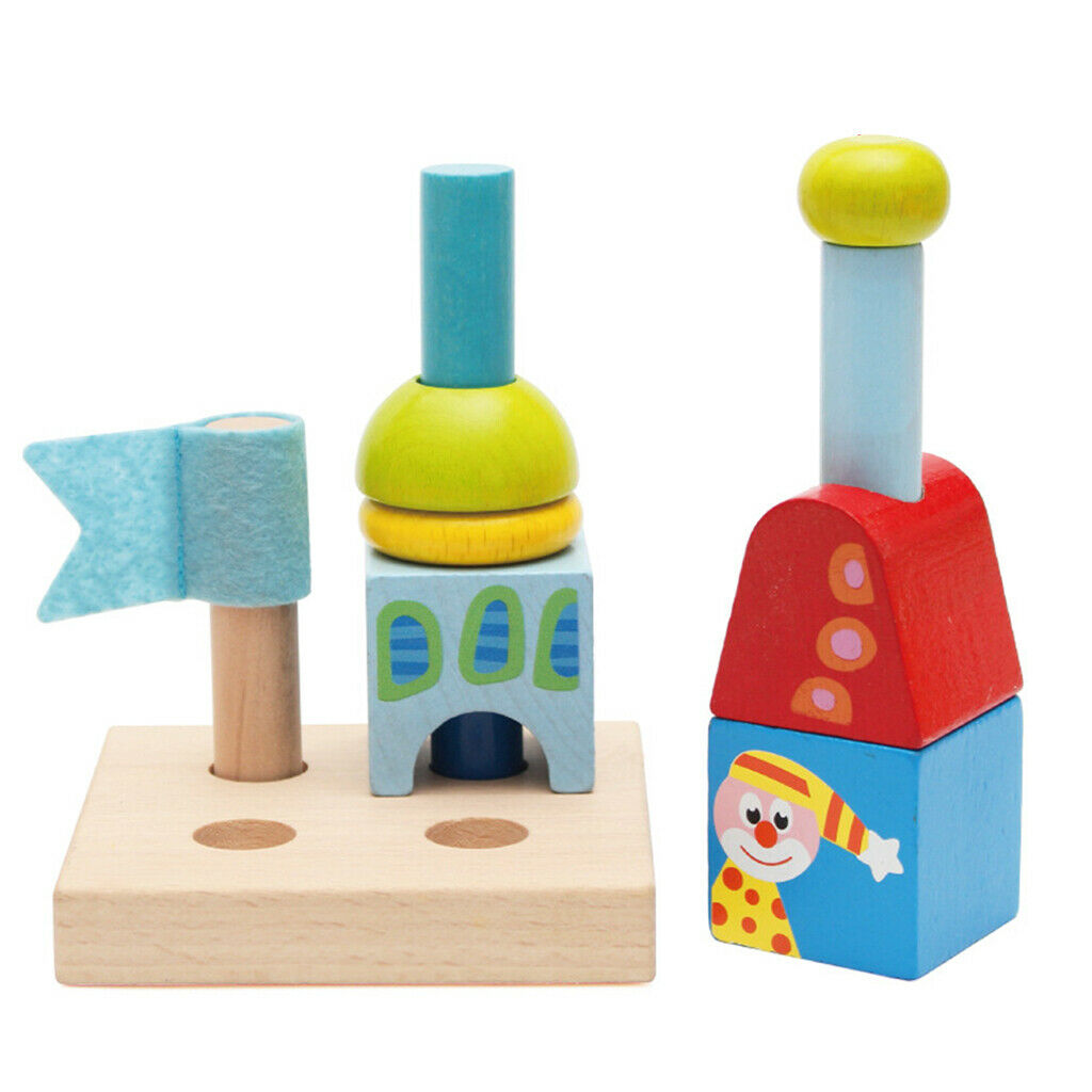 Color Shape Cognition Building Blocks, Wooden Toys Desktop Game Montessori