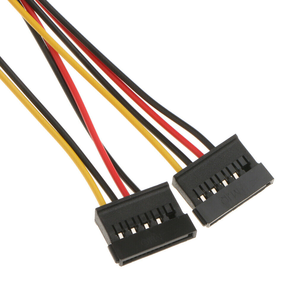 to SATA 6-Inch  4 Pin to 2 x SATA 15 Pin Female Power Cable