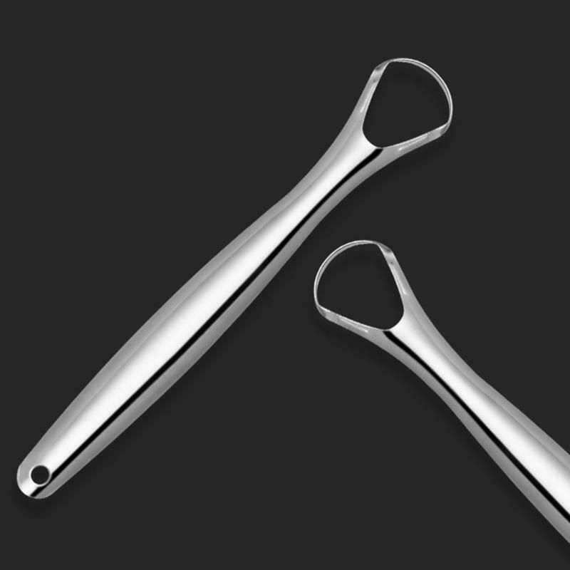 Stainless Steel Tongue Scraper Metal Oral Hygiene Fresh Breath Cleaner Brush