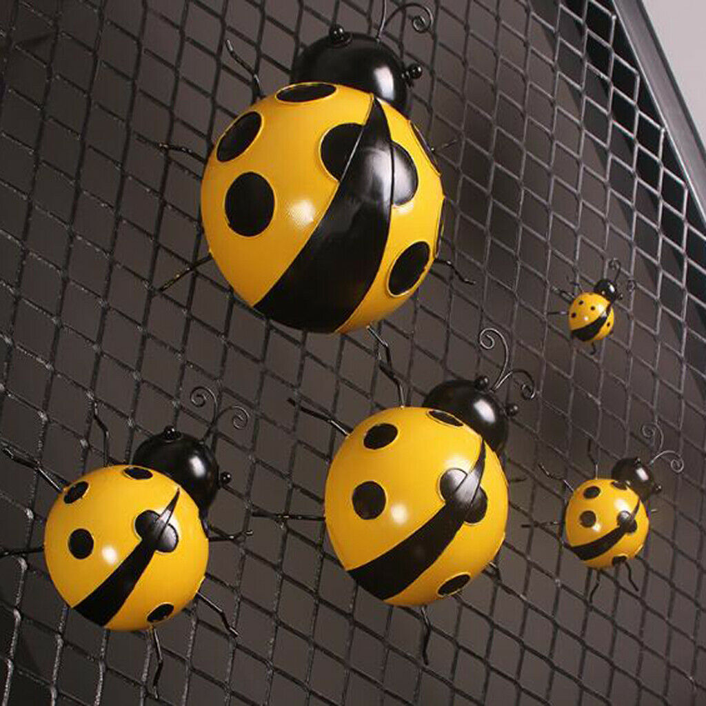 Pack 3 Ladybird Hand Painted Wall Hanging Ladybug Ornaments for Nursery Room