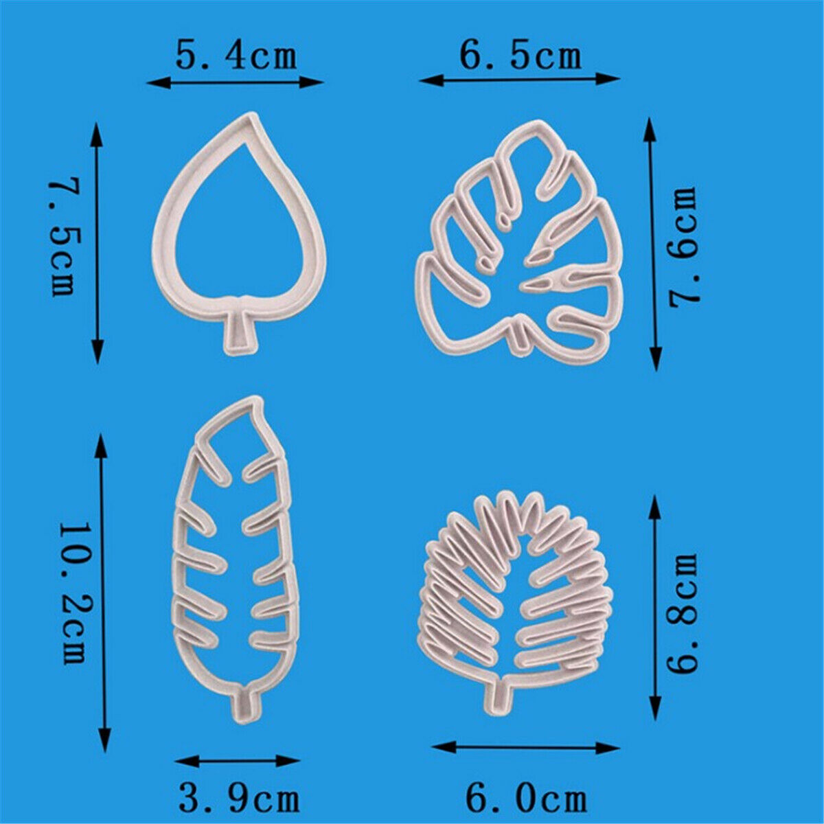 4Pcs Tropical Leaf Fondant Cake Mold Embossed Candy Biscuits Cookie Cutter Mould