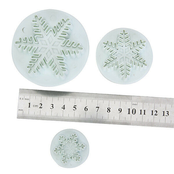 2x 3pcs Christmas Snowflake Fondant Cake Decorating Cutter Plunger Mold Tool DIY