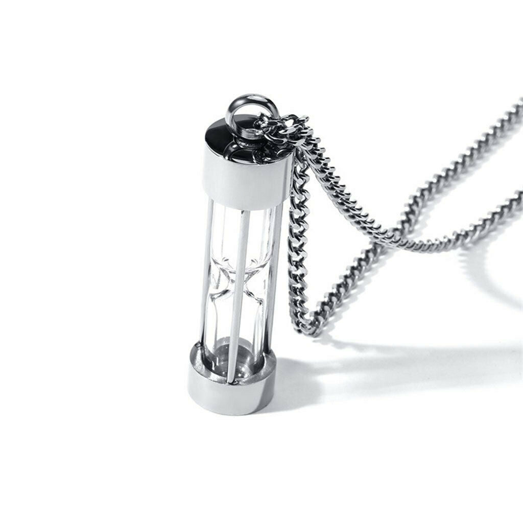Ashes Pendant Stainless Steel Hourglass Necklace for Memorial Women.