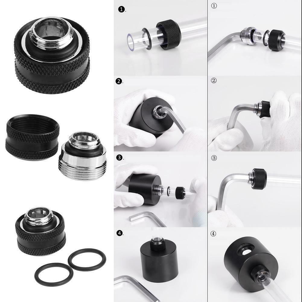 G1/4 Thread Rigid Tube 14mm Hard Tube Extender for PC Water Cooling(Black) @