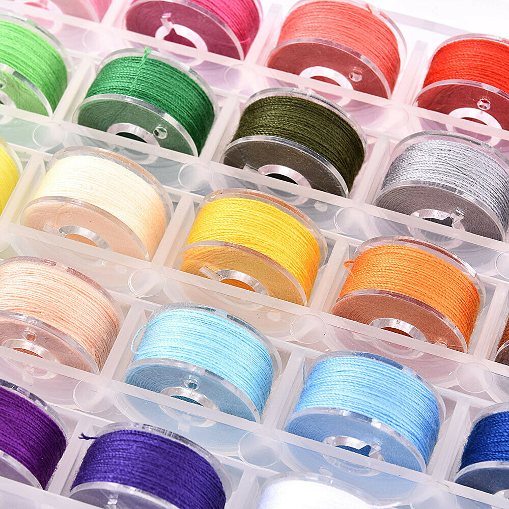 25X Sewing Machine Bobbins Thread Spools With Cotton Threads for Sewing Machine
