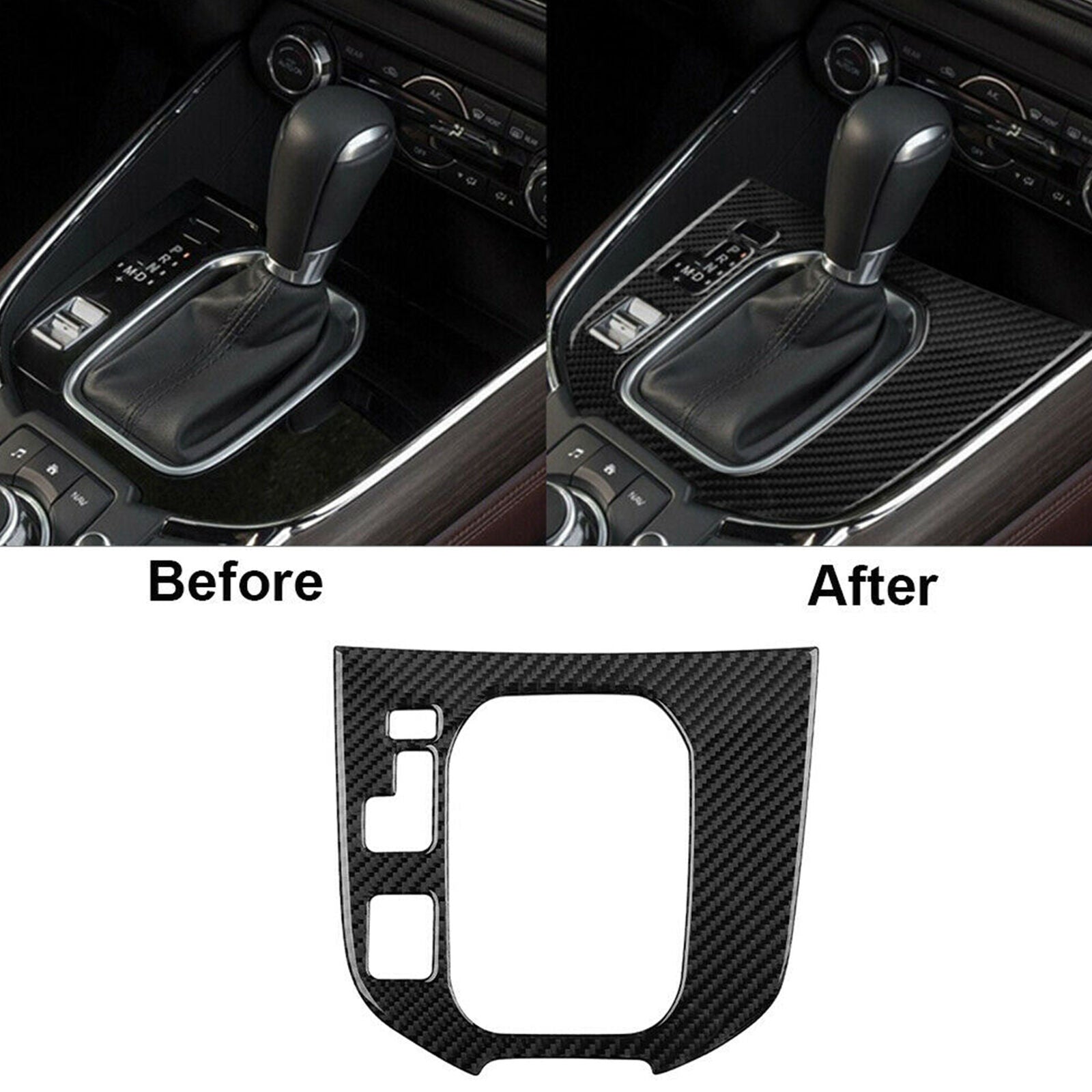 For Mazda CX-9 Carbon Fiber Interior Gear Shift Panel Cover Trim 2016-2020