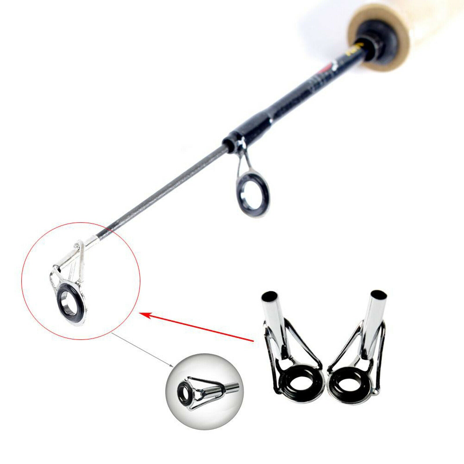 54Pcs/Box Sea Fishing Rod Guide Repair Kit DIY Tips Top Ring Guide Rings Set