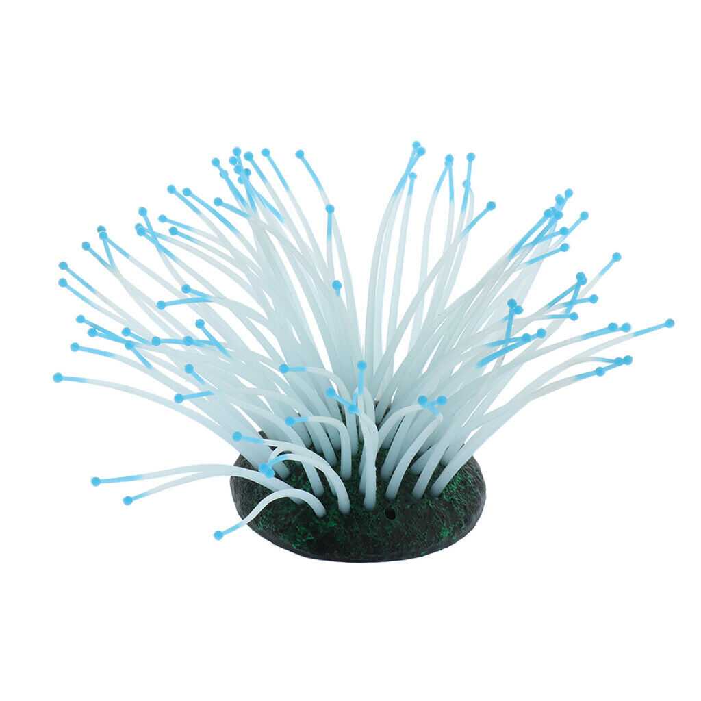 1 Pc Glowing Silicone Aquarium Landscape Artificial Sea Anemone Coral Blue